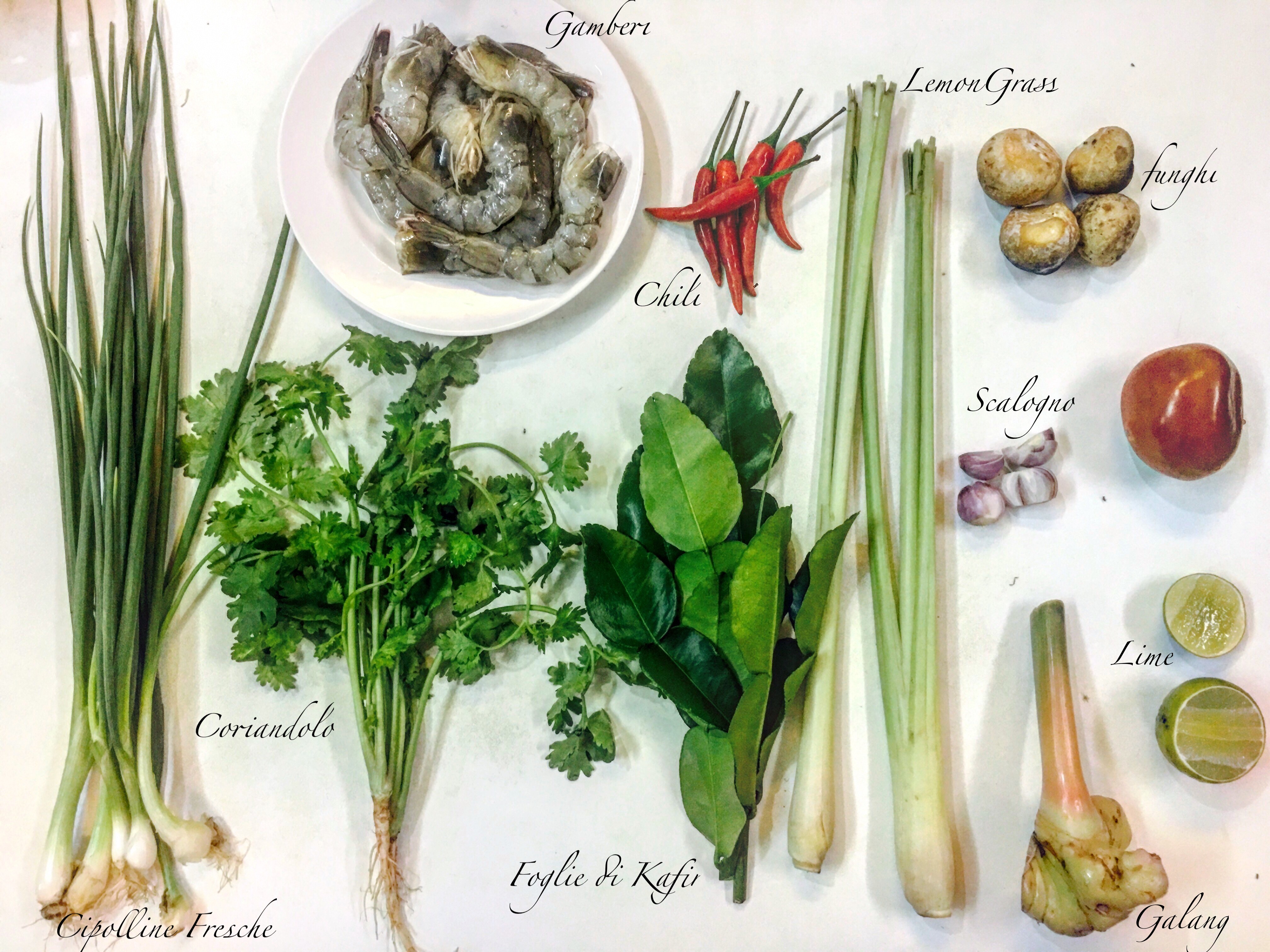 Gli ingredienti per il Tom Yum Goong