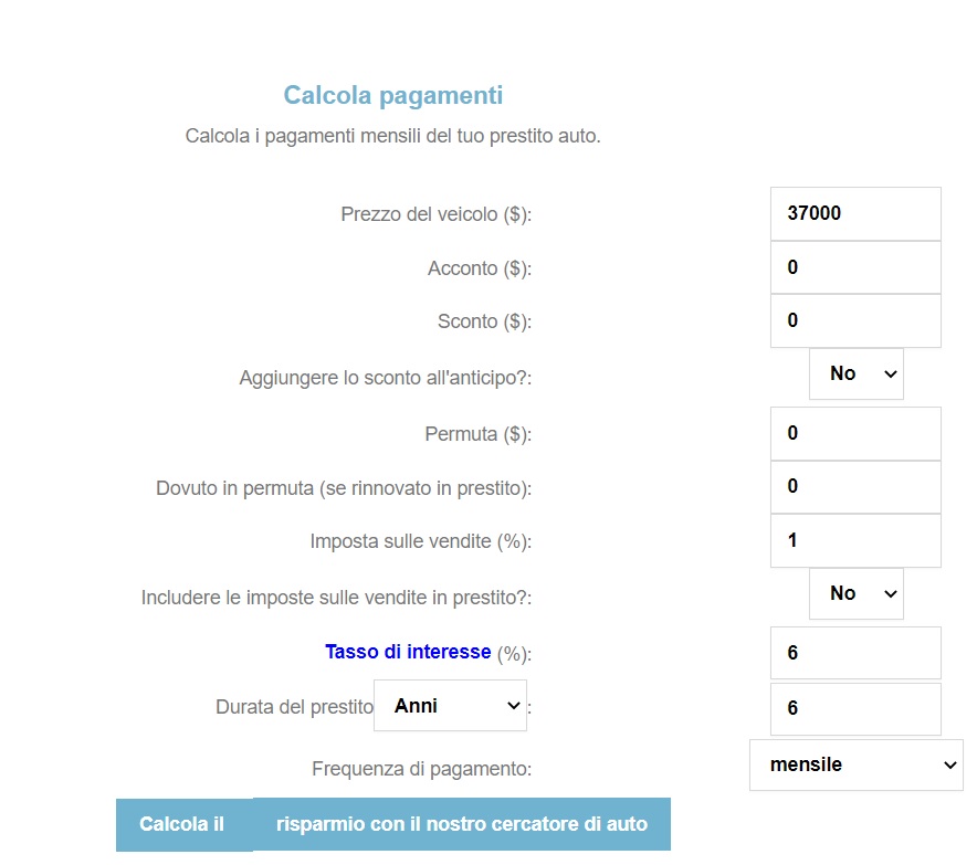 calcolatore budget acquisto auto nuova